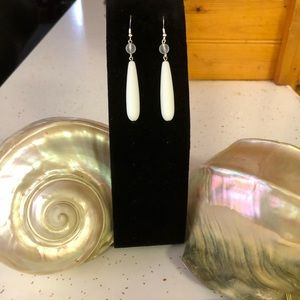 Handmade Sterling Silver 925 - Opaque White Cultured Sea Glass Earrings